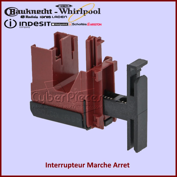 Bouton switch Marche Arrêt 461971037051 Whirlpool 481927618366
