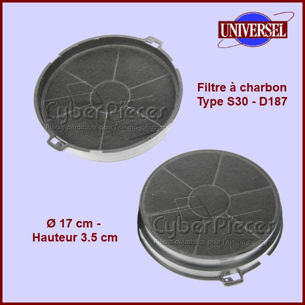 Filtre à charbon Type S30-D187 Indesit C00094495 - Pièces hotte