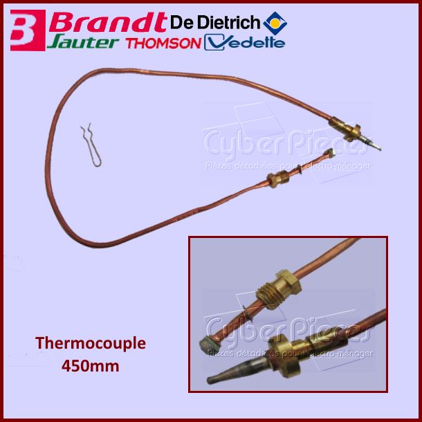 Thermocouple 450mm Brandt 75X6728 - Pièces table de cuisson