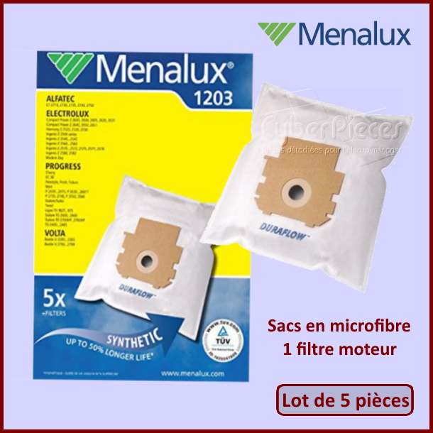 Lot de 5 sacs en microfibre ou papier Menalux 1203 / Interfilter 420