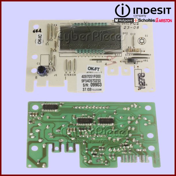 Carte d'affichage LCD ROHS Indesit C00143242 - Pièces lave-vaisselle