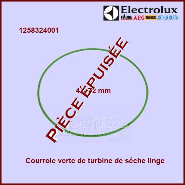 Courroie verte de turbine sèche-linge 1258324001 - Pièces sèche-linge