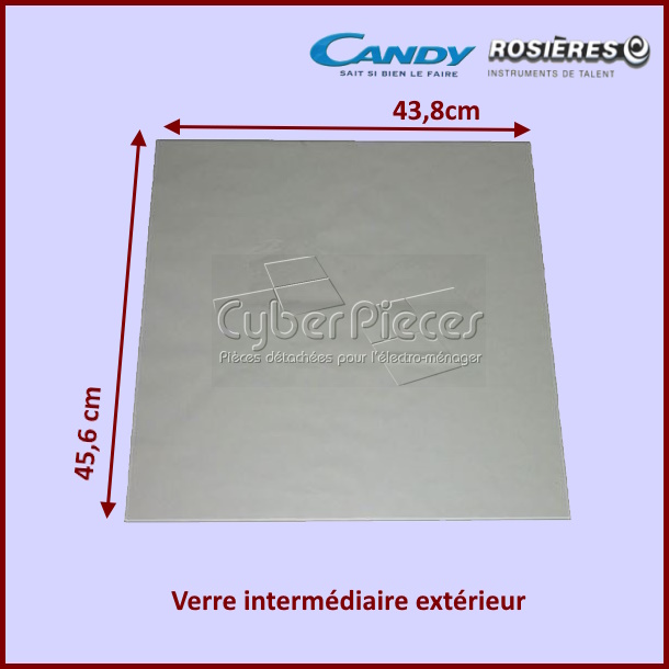 Verre intermédiaire extérieur Candy 44003350 - Pièces four