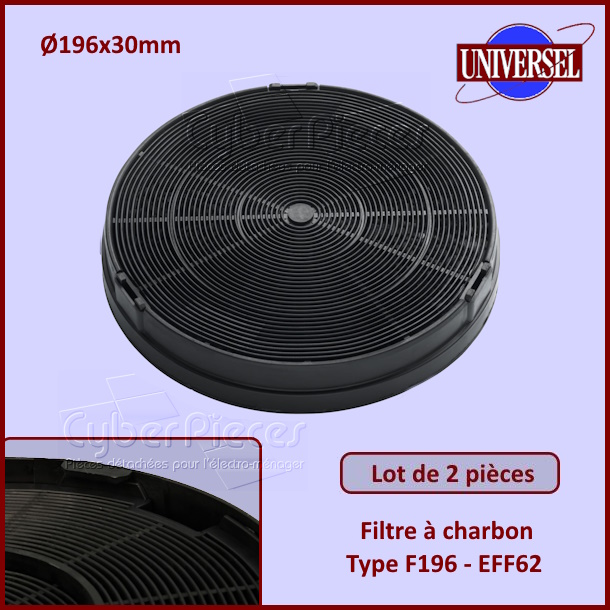 Filtre à charbon Type F196 - EFF62 - Pièces hotte
