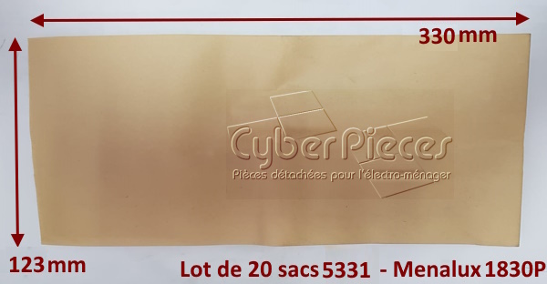 Lot de 20 sacs aspirateur 5331 / 1830P