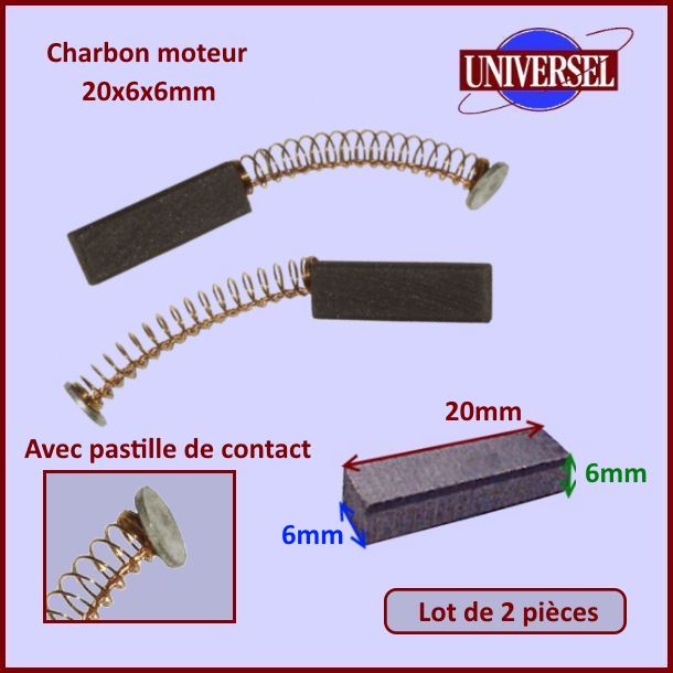 Lot de 2 Charbons moteur 20x6x6mm