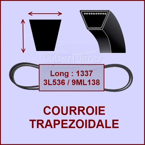 Courroie trapézoïdale 10X6X1337 / 3L536 - 9ML138 *** Pièce épuisée ***