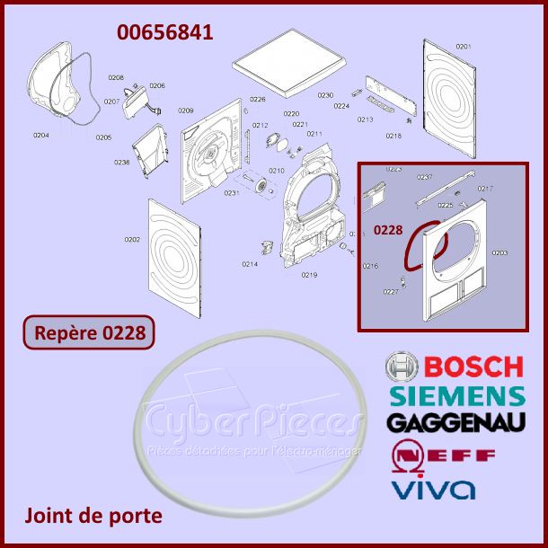 Joint de porte Bosch 00656841 - Pièces sèche-linge