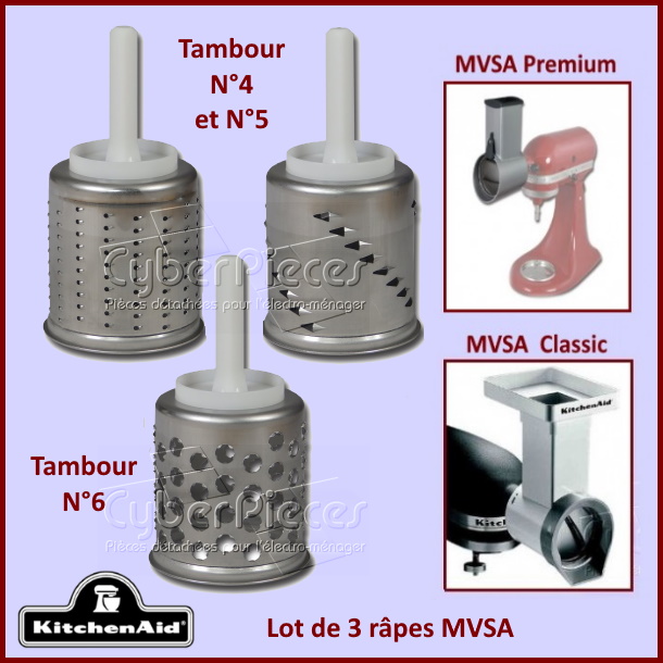 Kit de 3 Râpes EMVSC pour coupe-légumes MVSA Kitchenaid 62011