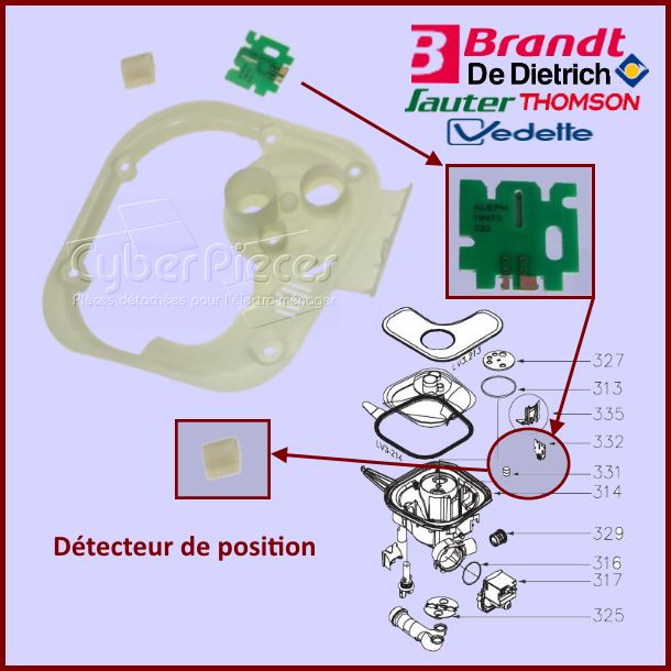 Détecteur de position Brandt 32X2722 - Pièces lave-vaisselle
