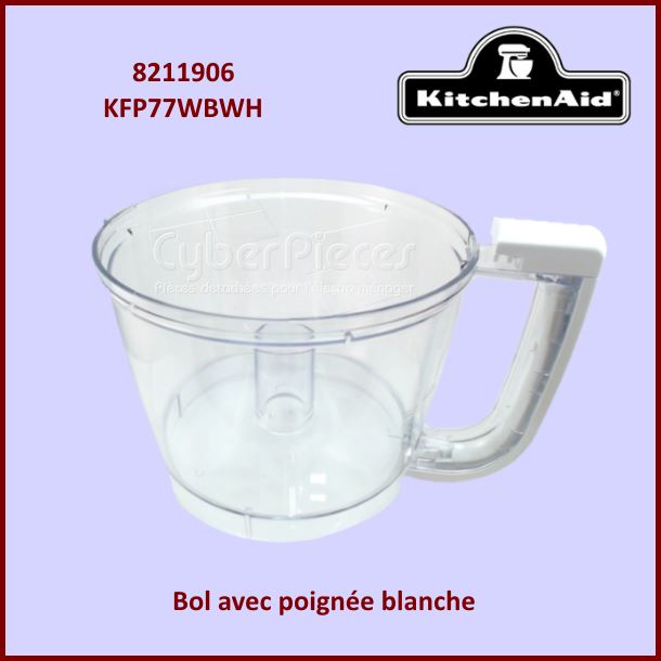 Bol avec poignée blanche Kitchenaid 8211906 - Pièces robot ménager