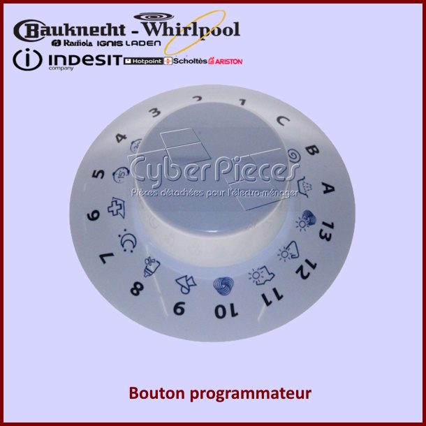 Bouton blanc programmateur ARM PRNE02 264221 -  Pièces machine à laver