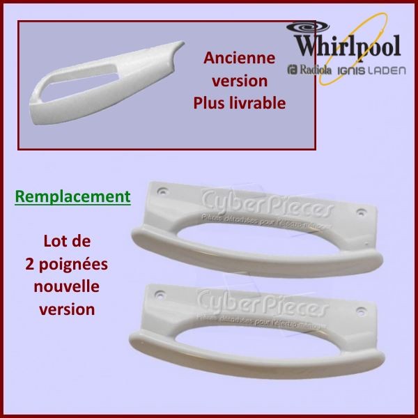 Lot de 2 poignées Whirlpool 481949878495