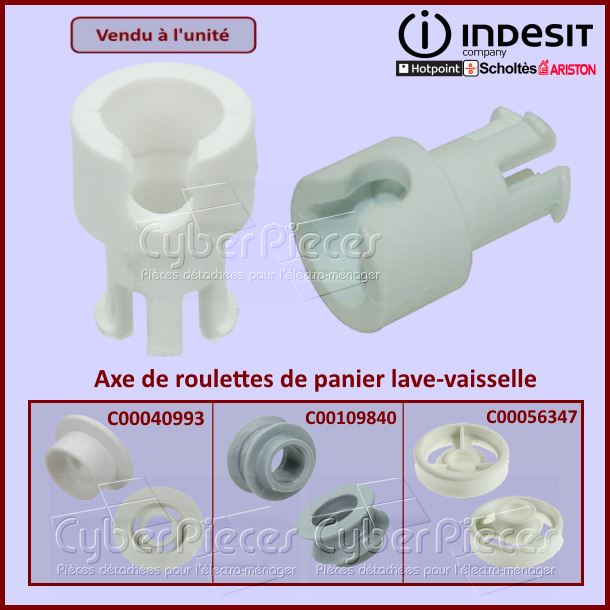 Axe de roulette de panier Indesit C00104638