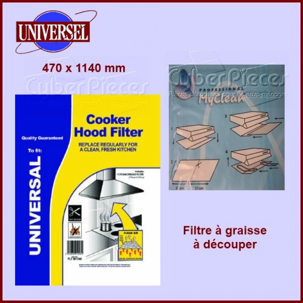 Filtre de hotte blanc universel 470x1140mm